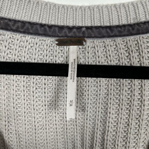 Free People Sweater Womens Size Medium Damsel Bell Sleeve Cropped Gray Oversized - Picture 4 of 9